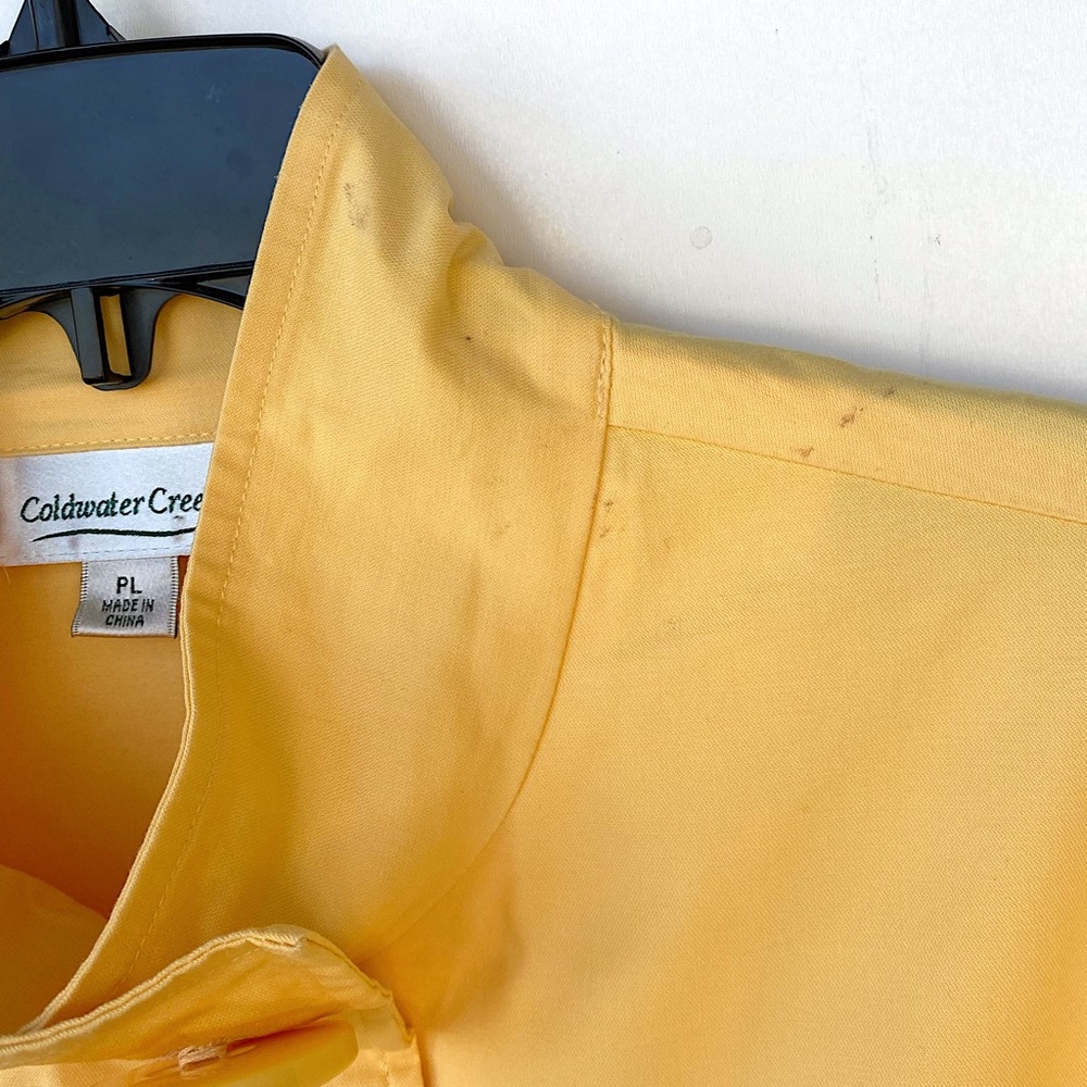 COLDWATER CREEK Petite Large Button Swing Jacket Mock Neck Cotton Stretch Yellow - Picture 4 of 7